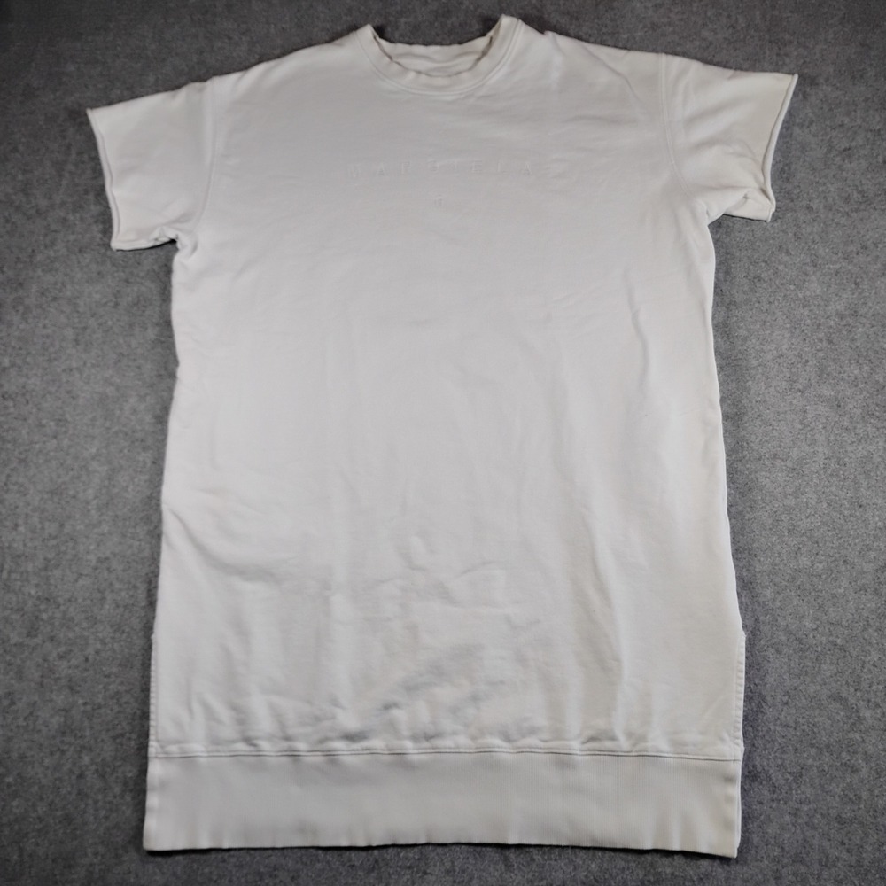 MM6 Maison Margiela White Embroidered Logo Sweatshirt Dress Short Sleeve Italy - Picture 1 of 15